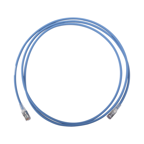 Patch Cord Skinny Cat6A Blindado S/FTP, 2.13 Metros (7 Pies), Diámetro Reducido 28 AWG, Color Azul