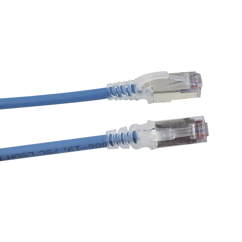 Patch Cord Skinny Cat6A Blindado S/FTP, 3.05 Metros (10 Pies), Diámetro Reducido 28 AWG, Color Azul
