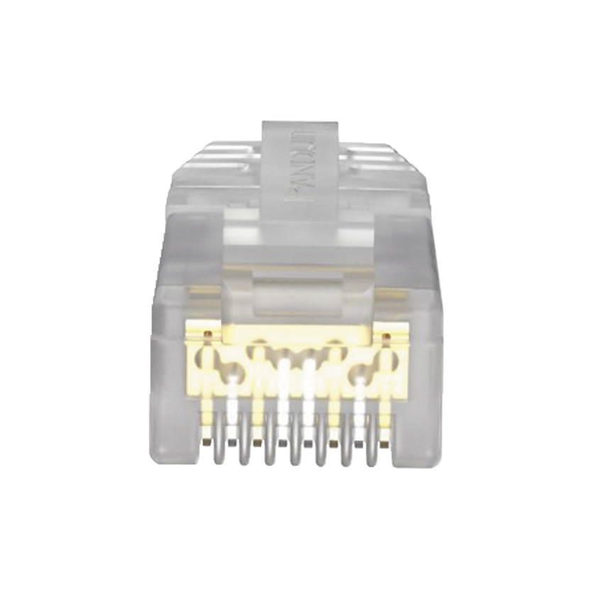 Plug RJ45 Cat6A, Para Cable UTP de Calibre 23-24 AWG, Chapado en Oro de 50 Micras, Paquete de 100 Piezas
