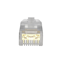 Plug RJ45 Cat6A, Para Cable UTP de Calibre 26 AWG, Chapado en Oro de 50 Micras, Paquete de 100 Piezas
