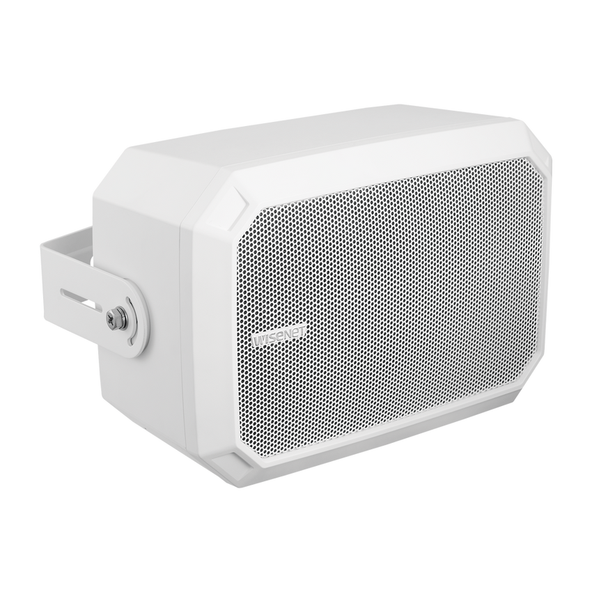 Altavoz IP Para instalacion en pared / Amplificador integrado 10W / PoE+ / Para integración con sistema Hanwha / IP66 / SIP, IPv4, HTTP, DNS, NTP, TCP, UDP, ARP, NDAA.