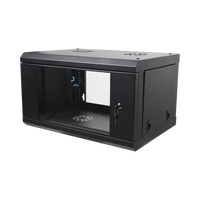Gabinete de Pared de 6U con Puerta de Cristal Templado, 455 mm de Profundidad Total, Rack de 19in, Acero Reforzado Color Negro.