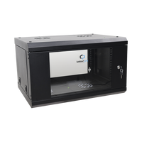Gabinete de Pared de 6U con Puerta de Cristal Templado, 455 mm de Profundidad Total, Rack de 19in, Acero Reforzado Color Negro.