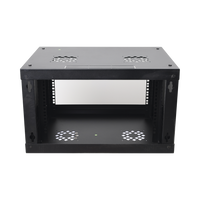 Gabinete de Pared de 6U con Puerta de Cristal Templado, 455 mm de Profundidad Total, Rack de 19in, Acero Reforzado Color Negro.