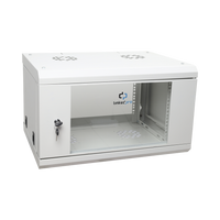 Gabinete de Pared de 6U con Puerta de Cristal Templado, 455 mm de Profundidad Total, Rack de 19'', Acero Reforzado Color Gris Mate
