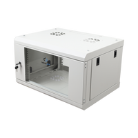 Gabinete de Pared de 6U con Puerta de Cristal Templado, 455 mm de Profundidad Total, Rack de 19'', Acero Reforzado Color Gris Mate