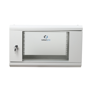 Gabinete de Pared de 6U con Puerta de Cristal Templado, 455 mm de Profundidad Total, Rack de 19'', Acero Reforzado Color Gris Mate