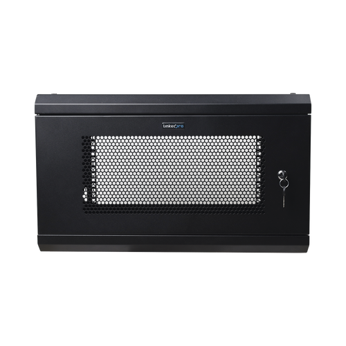 Gabinete de Pared de 6U con Puerta Perforada, 455 mm de Profundidad Total, Rack de 19'', Acero Reforzado Color Negro