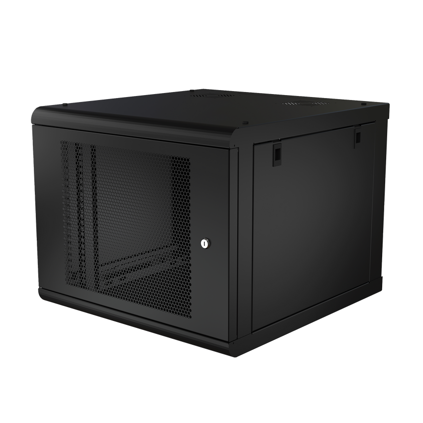 Gabinete de Pared con Puerta Perforada, 635mm de Profundidad, 9U Rack de 19'', Acero Reforzado