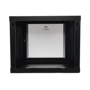 Gabinete de Pared de 9U con Puerta de Cristal Templado, 455 mm de Profundidad, Rack de 19'', Acero Reforzado Color Negro.