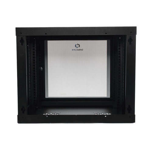 Gabinete de Pared de 9U con Puerta de Cristal Templado, 455 mm de Profundidad, Rack de 19'', Acero Reforzado Color Negro.