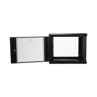 Gabinete de Pared de 9U con Puerta de Cristal Templado, 455 mm de Profundidad, Rack de 19'', Acero Reforzado Color Negro.