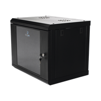 Gabinete de Pared de 9U con Puerta de Cristal Templado, 455 mm de Profundidad, Rack de 19'', Acero Reforzado Color Negro.