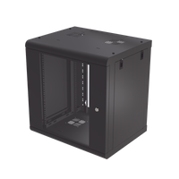 Gabinete de Pared de 12U con Puerta de Cristal Templado, 479.5 mm de Profundidad, Rack de 19'', Acero Reforzado Color Negro.