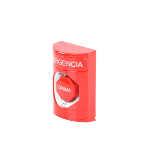 Botón de Emergencia, Texto en Español, Color Rojo, Acción Mantenida, Girar para Restablecer y LED Multicolor