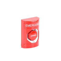 Botón de Emergencia, Texto en Español, Color Rojo, Acción Mantenida, Girar para Restablecer y LED Multicolor