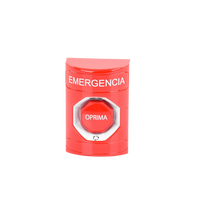 Botón de Emergencia, Texto en Español, Color Rojo, Acción Mantenida, Girar para Restablecer y LED Multicolor