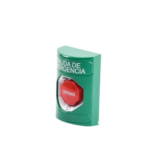 Botón de Salida de Emergencia , Texto en Español,  Acción Mantenida, Girar para Restablecer, LED de iluminación