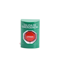 Botón de Salida de Emergencia , Texto en Español,  Acción Mantenida, Girar para Restablecer, LED de iluminación