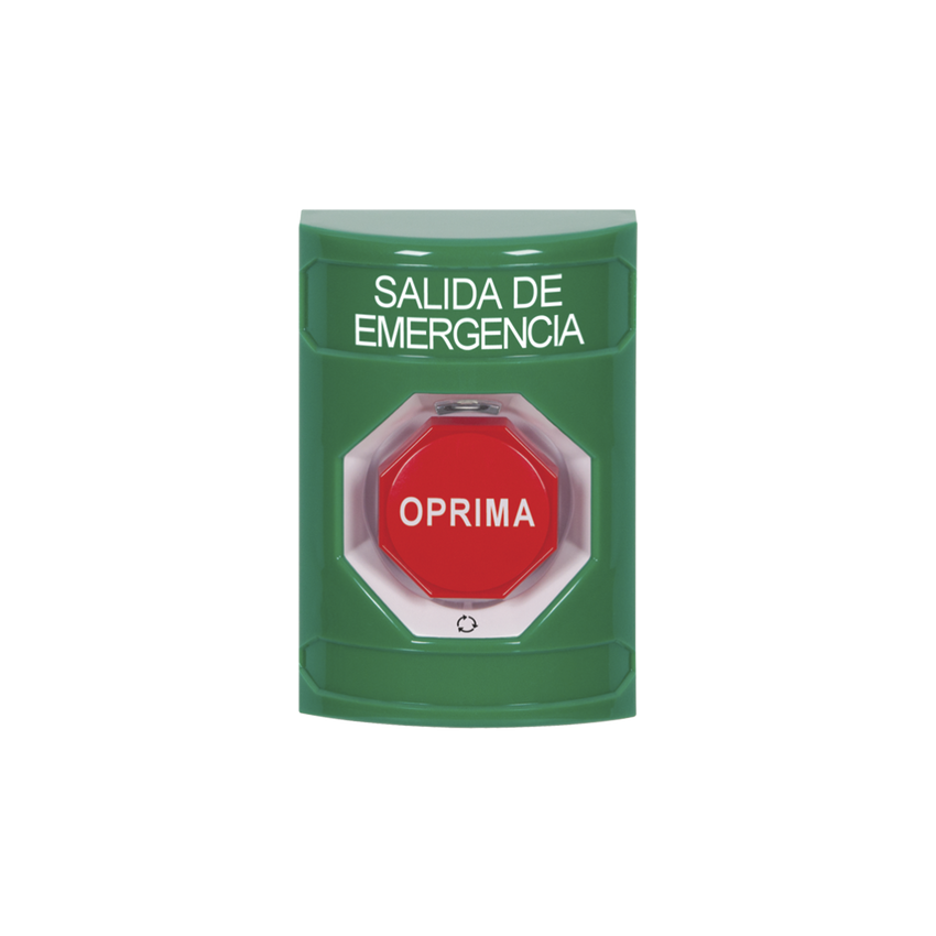 Botón de Salida de Emergencia , Texto en Español,  Acción Mantenida, Girar para Restablecer, LED de iluminación