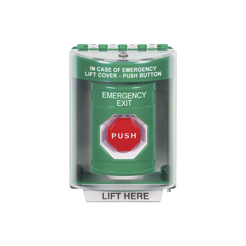 Botón de Salida de Emergencia / Cubierta de Policarbonato Súper Resistente de Superficie con Espaciador  / Temporizador Ajustable Neumático