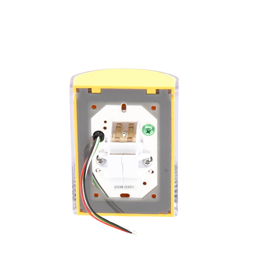 Botón de Apagado de Emergencia, Texto en Español, Tapa Protectora de Policarbonato Súper Resistente, Restablecimiento con Llave