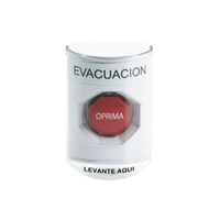 Botón de Evacuación, Cubierta de Policarbonato Súper Resistente de Superficie con Espaciador, Restablecimiento con Llave, Con Bocina de Advertencia