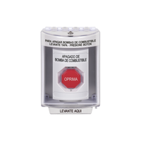 Botón de Apagado de Bomba de Combustible, Tapa Protectora de Policarbonato Súper Resistente con Espaciador, Acción Mantenida , Texto en Español