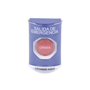 Botón de Salida de Emergencia, Texto en Español, Tapa Protectora de Policarbonato Súper Resistente, Restablecimiento con Llave