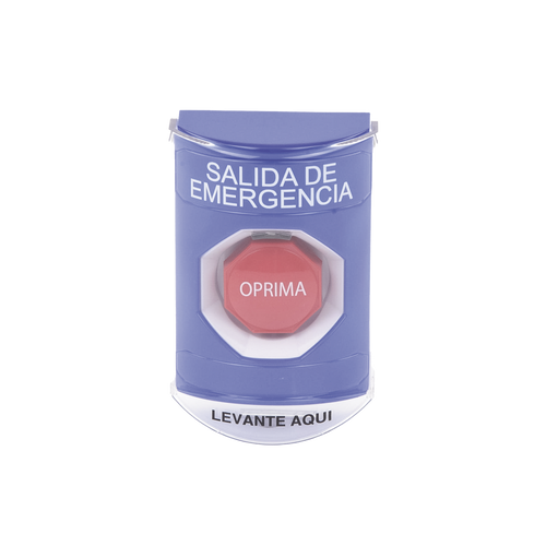 Botón de Salida de Emergencia, Texto en Español, Tapa Protectora de Policarbonato Súper Resistente, Restablecimiento con Llave