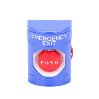 Botón De Salida De Emergencia Con Bocina De Advertencia Integrada, Interior/Exterior, Texto En Ingles, Tapa Protectora De Policarbonato Súper Resistente, Neumático