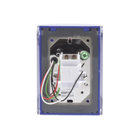 Botón Multipropósito, Color Azul, De Superficie, Con Tapa De Policarbonato, Con Bocina Pre Alarma, Para Interior, Llave Para Restablecer, Texto De Emergencia, Ingles