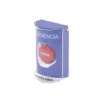 ?Botón Multipropósito, Color Azul, De Superficie, Con Tapa De Policarbonato, Con Bocina Pre Alarma, Solo Interior, Llave Para Restablecer, Texto De Emergencia, Español