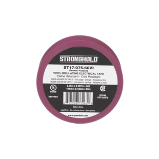 Cinta Eléctrica STRONGHOLD para Aislar, de PVC, Uso General Reparación y Mantenimiento, Grosor de 0.18mm (7 mil), Ancho de 19mm, y 20.12m de Largo, Color Violeta