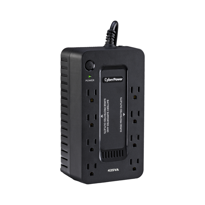 UPS de 425 VA/255 W, Topología Standby, Entrada 120 Vca NEMA 5-15P, Tipo Gabinete Compacto, Con 8 Tomas NEMA 5-15R