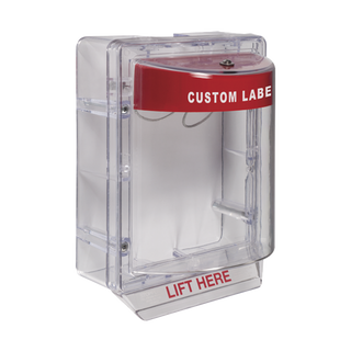 Cubierta Protectora Serie Stopper II® De Policarbonato, Con Bocina, Espaciador Transparente, Montaje en Superficie, Etiqueta Personalizada