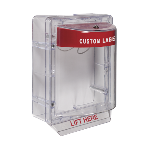 Cubierta Protectora Serie Stopper II® De Policarbonato, Con Bocina, Espaciador Transparente, Montaje en Superficie, Etiqueta Personalizada