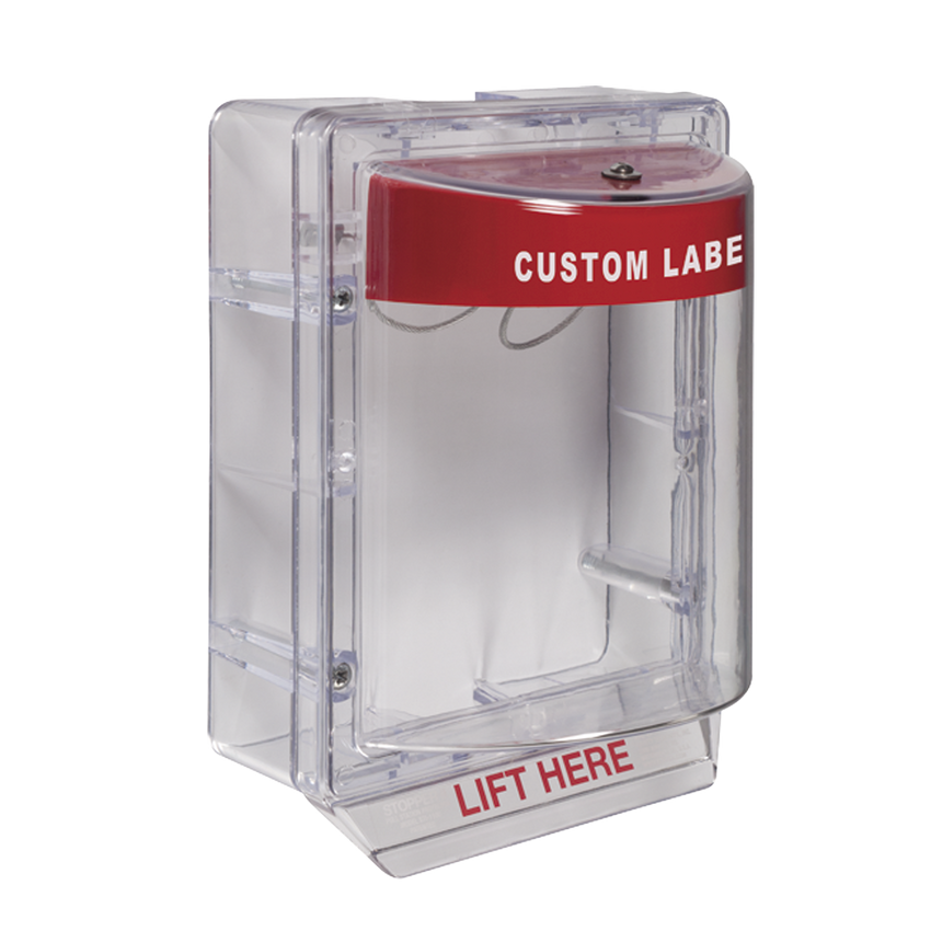Cubierta Protectora Serie Stopper II® De Policarbonato, Con Bocina, Espaciador Transparente, Montaje en Superficie, Etiqueta Personalizada