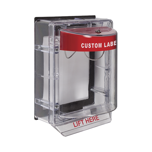 Cubierta Protectora de Policarbonato Serie Stopper II® , Con Bocina, Con Espaciador, Montaje Empotrado, Etiqueta Personalizada