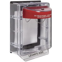 Cubierta Protectora de Policarbonato Serie Stopper IIÆ, Con Bocina, Con Espaciador, Montaje Empotrado, Etiqueta en Español, IP54
