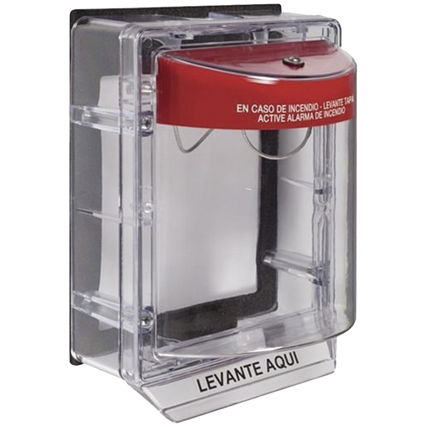 Cubierta Protectora de Policarbonato Serie Stopper IIÆ, Con Bocina, Con Espaciador, Montaje Empotrado, Etiqueta en Español, IP54
