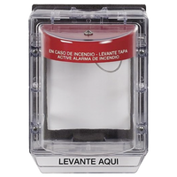 Cubierta Protectora de Policarbonato Serie Stopper II® , Con Bocina, Con Espaciador, Montaje Empotrado, Etiqueta en Español, IP54