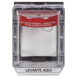 Cubierta Protectora de Policarbonato Serie Stopper II® , Con Bocina, Con Espaciador, Montaje Empotrado, Etiqueta en Español, IP54