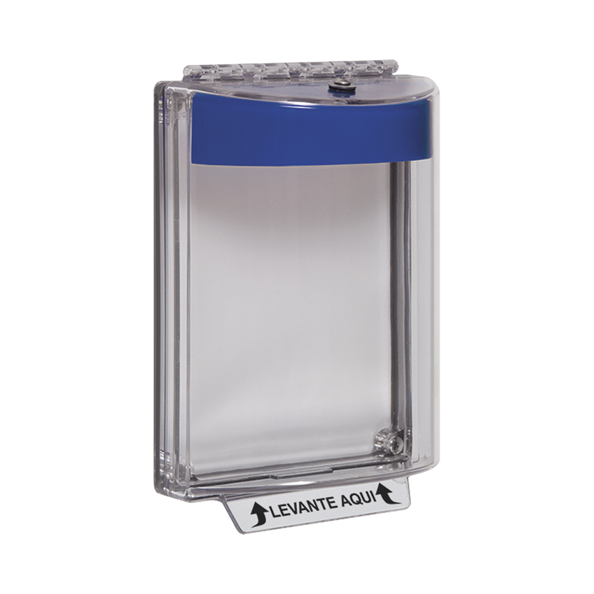 Cubierta universal transparente con mensaje de incendio en Español