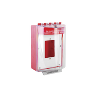Cubierta Universal De Policarbonato Con Espaciador y Placa De Montaje Interna, Texto De Incendio En Español, Interior/Exterior, Serie Universal Stopper®