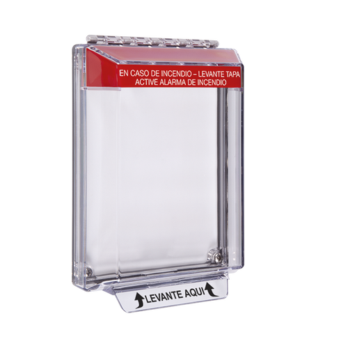 Cubierta Universal Transparente de Bajo Perfil y Texto de Incendio en Español