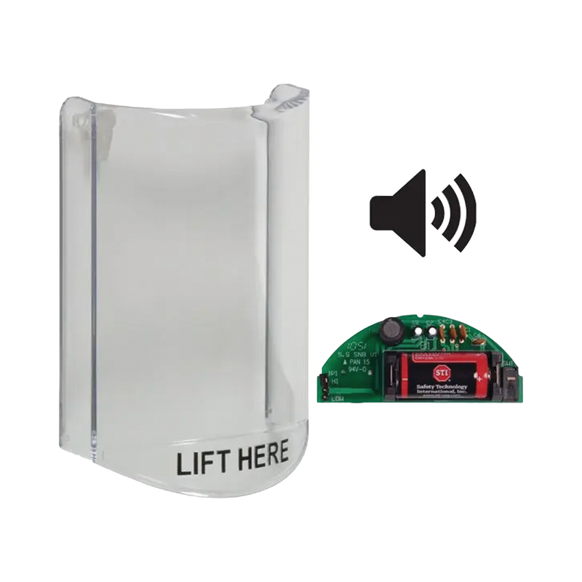 Cubierta Protectora De Policarbonato, Súper Resistente, Con Sonido, Texto En Ingles, Para Botones Multiusos Serie Stopper® Station De STI