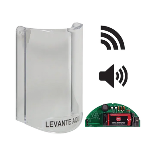 Cubierta Protectora De Policarbonato, Súper Resistente, Con Sonido, Con Transmisor Inalámbrico Para STI-V34104, Texto En Español, Para Botones Multiusos Serie Stopper® Station De STI