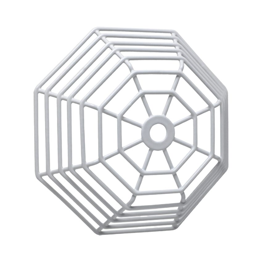 Rejilla de acero Web Stopper® para protección de detectores de humo de vandalismo y accidentes. Bajo perfil, montaje empotrado.