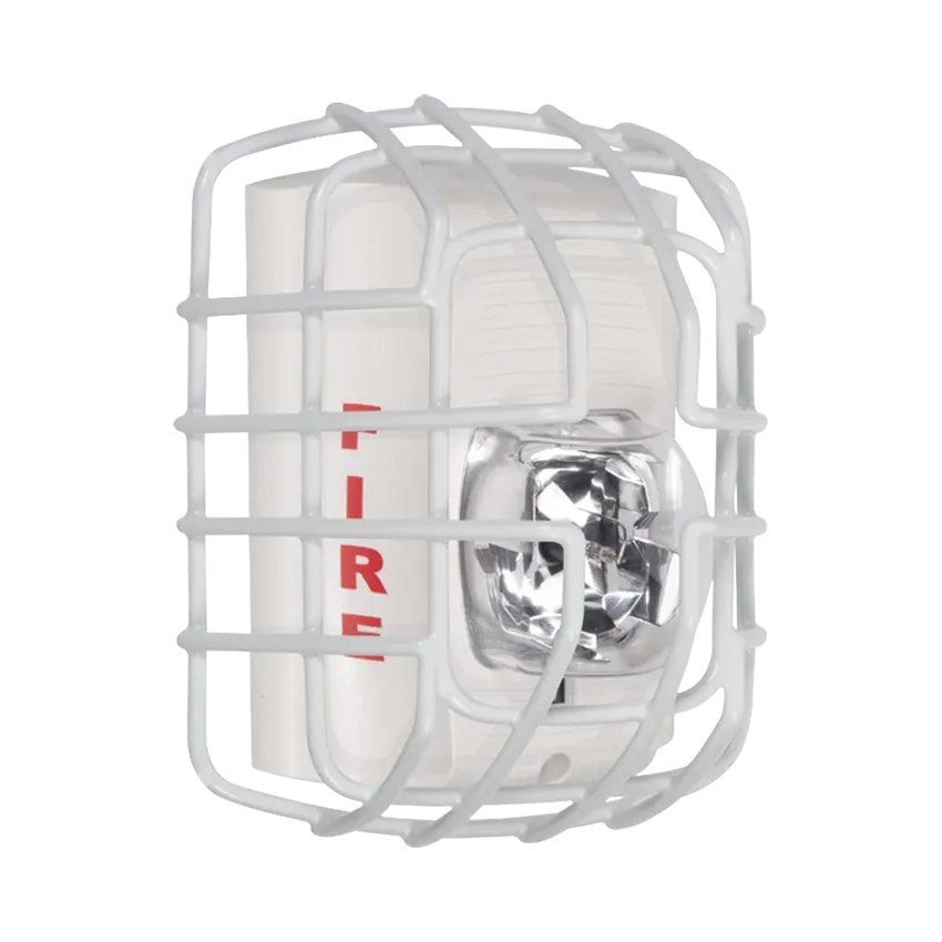 Protector De Rejilla Anti Vandalismo Y Golpes Accidentales, Color Blanco, Para Sirenas/Estrobos/Bocinas System Sensor, Montaje a Ras, 7.40"Altox6.15"Anchox3.39"Profundidad